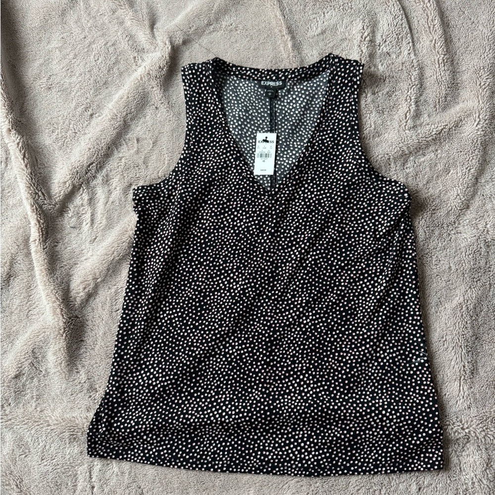 Express Black with Pink and White Dotted Tank Top